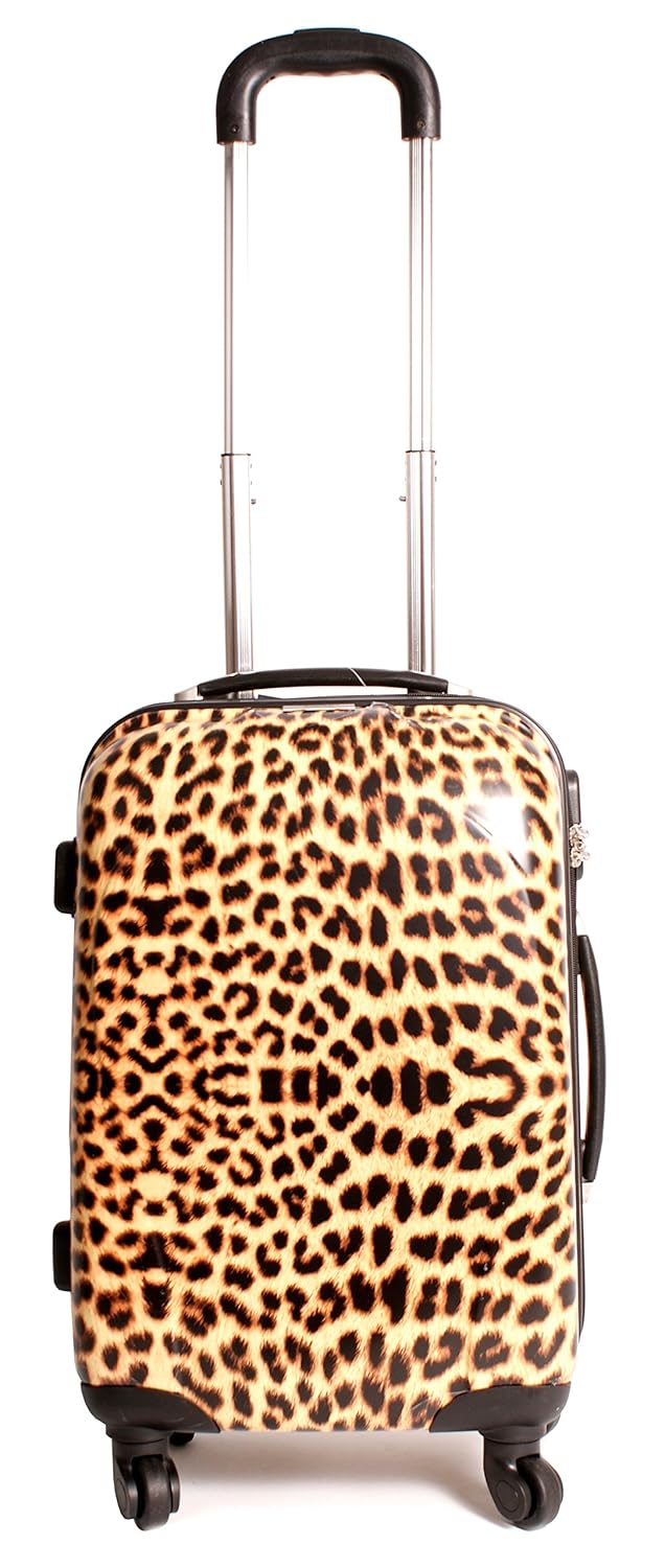 Luggage Sets Luggage Super Lightweight 4 wheels 2408 Leopard Suitcase Brown Black Animal Print