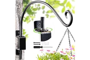 Lifyzoon Swivel Bird Feeder Hanger Hook: 16-Inch Swivel Hanging Plant Bracket, 25lb Weight Capacity - Outdoor Wall Mount Hanging Hooks for Bird Feeder, Birdhouse, Wind Chimes, Heavy Plants