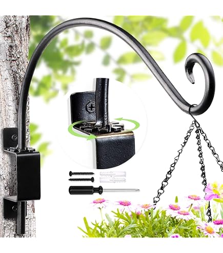 Swivel Plant Hanger GOODBUY 16-Inch  White Metal Dual Hook Wall Bracket  For Hanging Plants, Bird Feeders, Lanterns, Wind Chimes, Heavy Duty 40lb  Capacity, Outdoor/Indoor 16 Inch Metal Wall Hanger