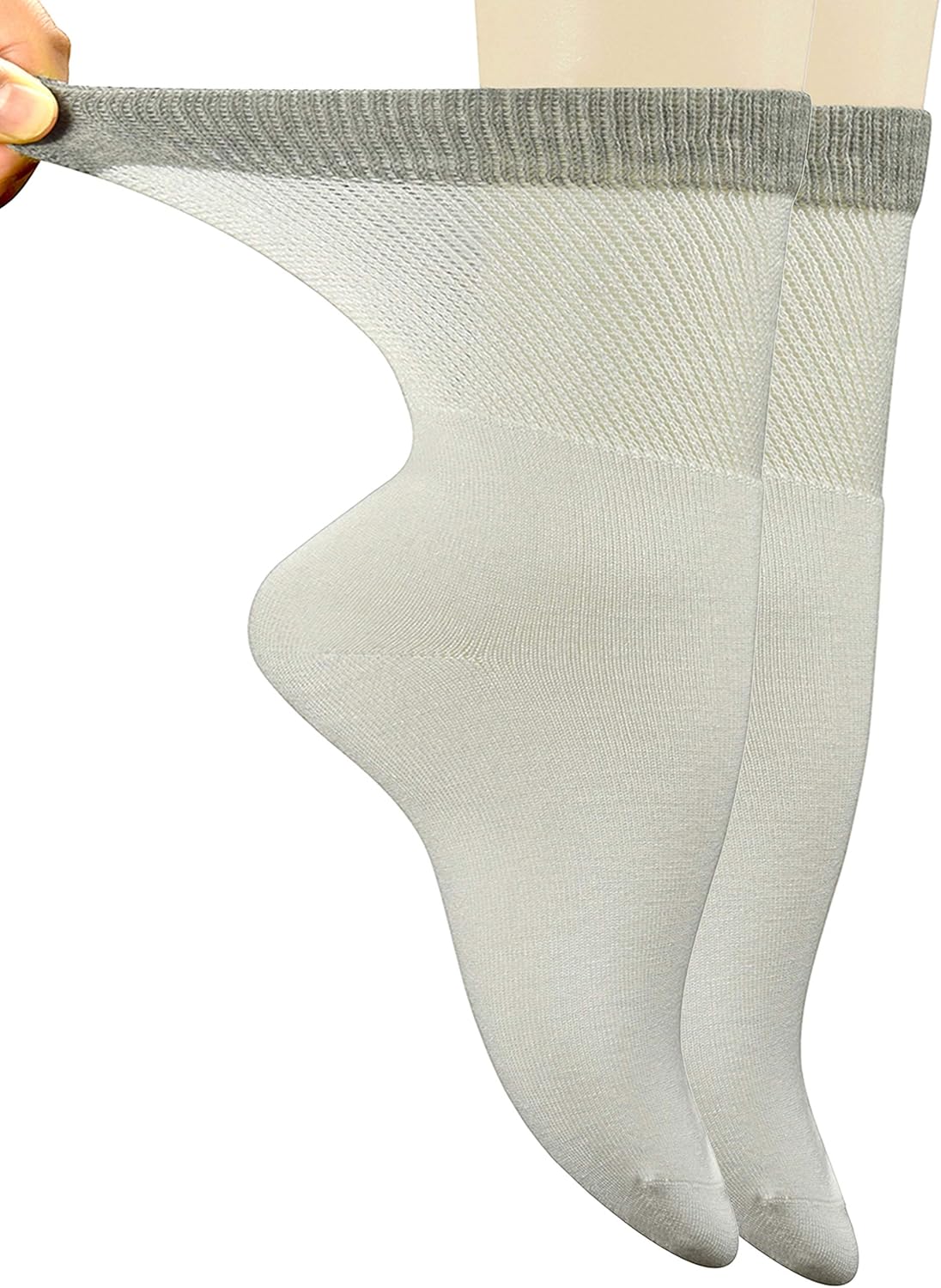Jorbasado Bamboo Women's Dress Diabetic Socks with Seamless Toe,5 Pairs Size 9-11 (White): Health & Personal Care