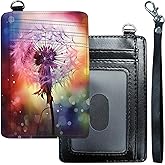 DHYYDSQZ Slim Minimalist Wallet for Men Women Small Credit Card Holder Wallet Front Pocket RFID Blocking Wallets Travel Thin Card Case with ID Window Card Organizer & Wristlet,Dandelion Galaxy