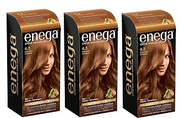 Enega Golden Brown Cream Hair Color 40ML Hair Color (Pack Of 3)