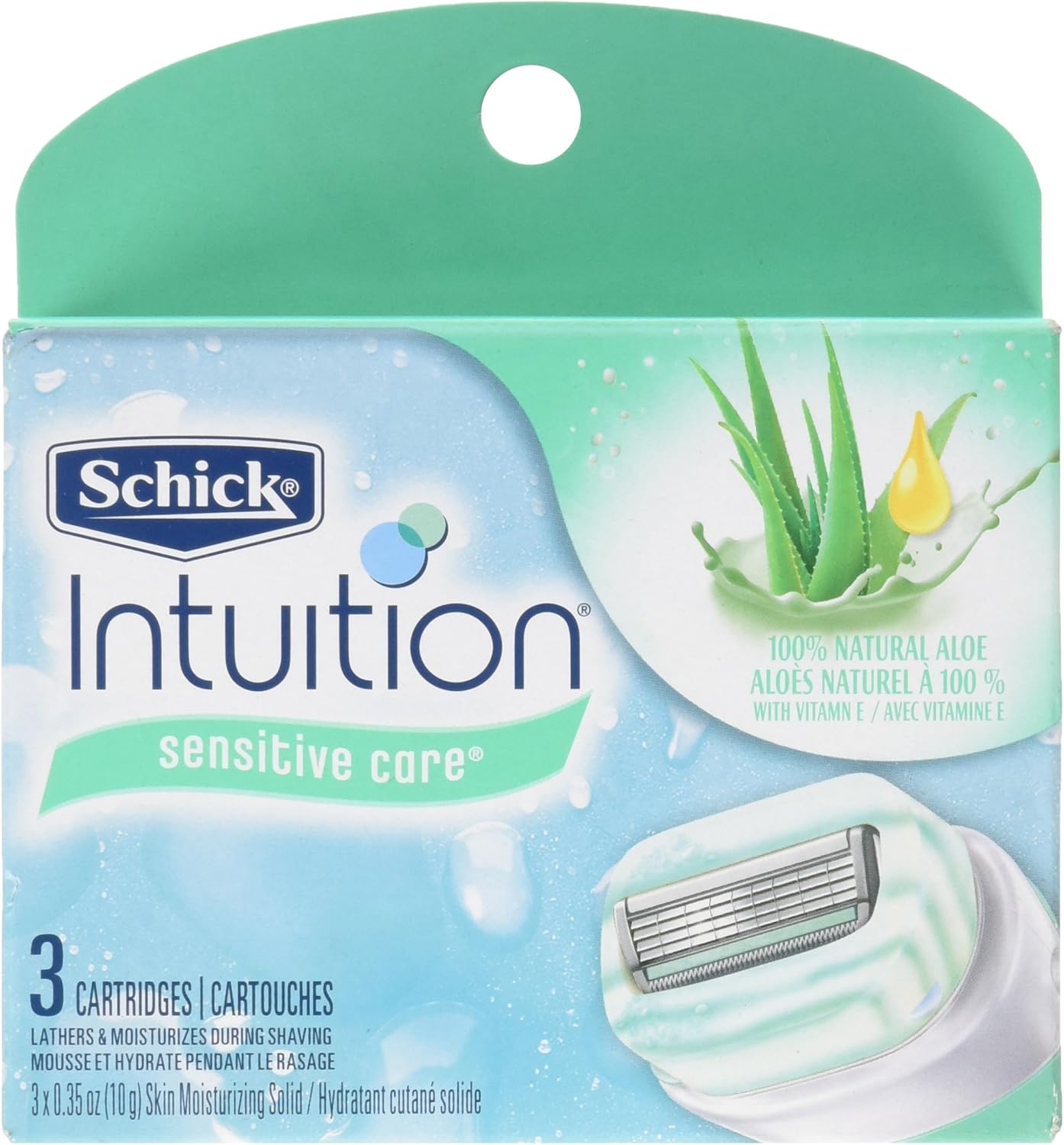 Schick Intuition Sensitive Care Razor Blade Refill Cartridges, 3 Count (Packaging may vary)