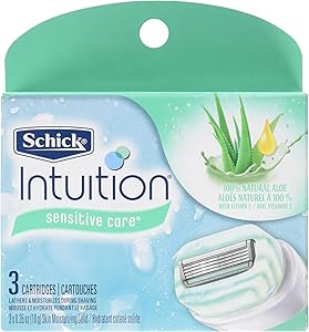 Schick Intuition Sensitive Care Razor Blade Refill Cartridges, 3 Count (Packaging may vary)