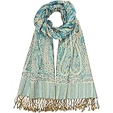 Nonakgado Reversible Paisley Pashmina Rave Scarf Shawl-Soft Silky Pashmina Wraps for Women Evening Dresses