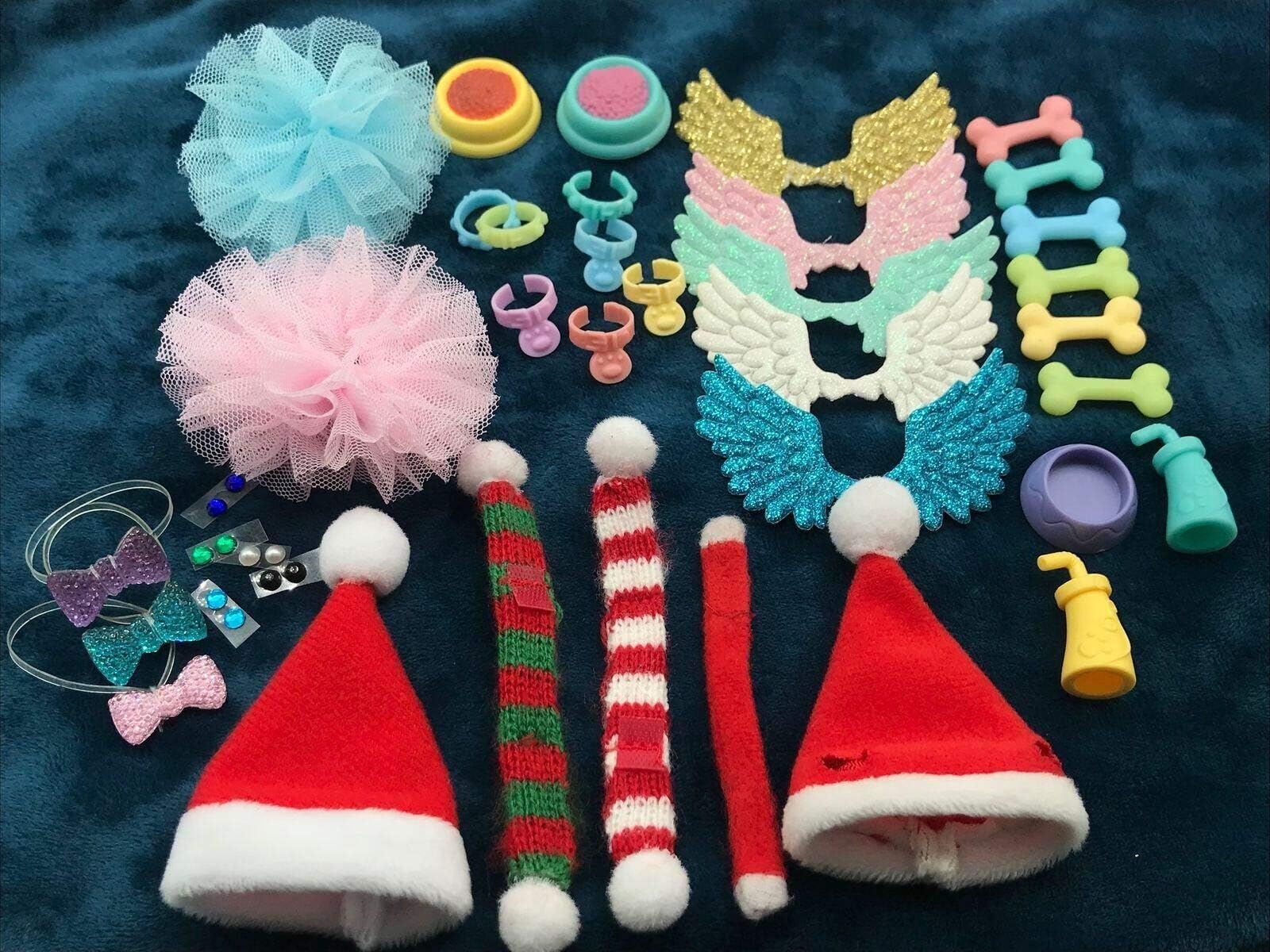 LPS Accessories Bows Wings Clothes Dress Skirt Food Drink Bone Random 8 Pieces Suit for LPS Collie Great Dane Dachshund Cocker Spaniel Dog Puppy LPS Shorthair Cat