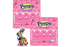 Okie Dokie Trading Co. Easter Bunny Sticker Bundled with Peeps Marshmallow Bunnies (8 Count x 2, Pink)