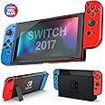 Nyko | Dockable, Thin Hard Portable Travel Carry Shell Protective Case with Tempered Glass Screen Protector for Nintendo Switch (Red & Blue)