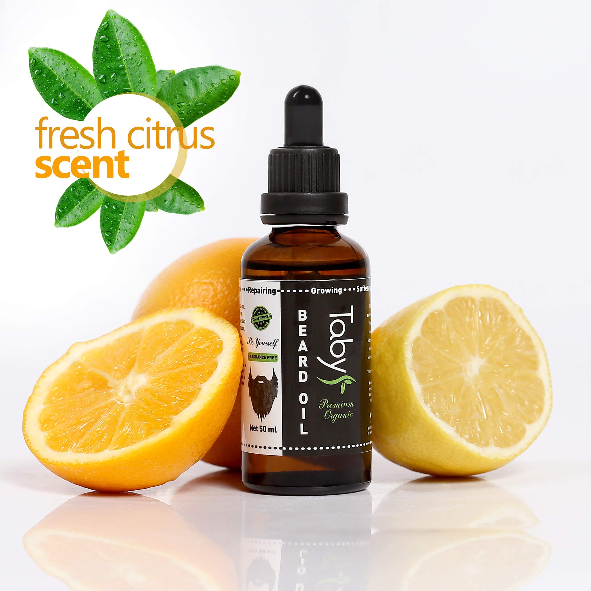 Beard Oil for Men (2 oz) Fresh Citrus Scent - Grooming & Growth Organic Conditioner Soften, Moisturizer Beard and Mustache Oil