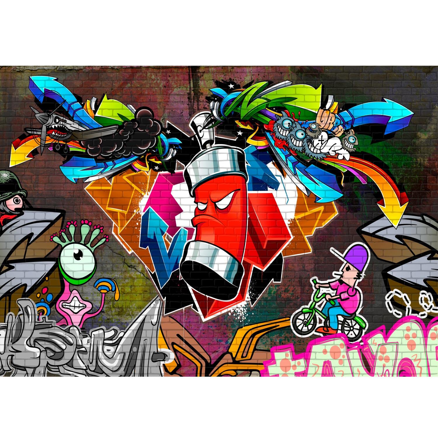 Runa Art Photo Wallpaper Graffiti Street Art 352 x 250 cm Non-Woven Wall Art XXL Moderne Living Room Bedroom Colorful 9063011a — image 1