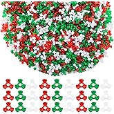 Qumenan 1600Pcs Christmas Tri-Shaped Beads Plastic Red Green and White Tri Beads for Christmas Craft Wreath Candy Cane Xmas Home Decoration DIY Crafts (Green, Red, White)