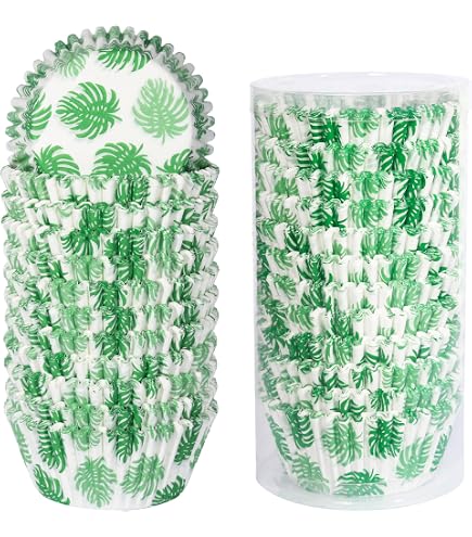 300 Hawaiian Hibiscus Floral Cupcake Liners – 2x1.2 Inch Summer Paper Baking Cups, Disposable