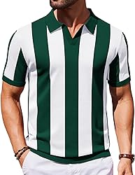 COOFANDY Polo Shirts for Men Casual V Neck Ribbed