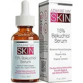 Admire My Skin Bakuchiol Serum Natural Retinol Serum Alternative for Face – Anti Blemish Anti Aging Facial Serum Contains Organic Aloe + Turmeric 1oz