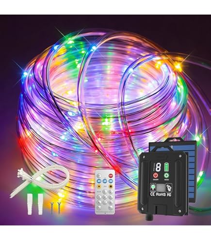 AMZSTAR Battery Operated LED Rope Light – 10m 100LED, 8 Modes, IP65 Waterproof, Flexible Tube For Garden, Party, Christmas, Wedding (White)