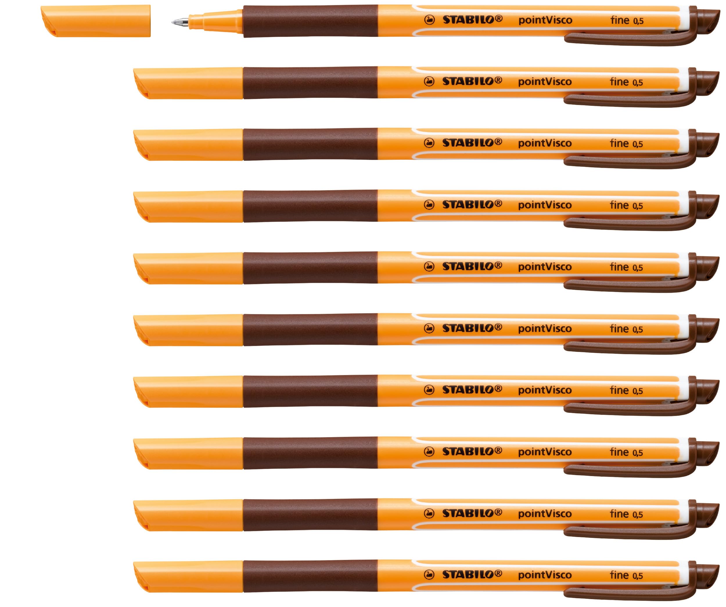 STABILO Gel Rollerball pointVisco Box of 10 Brown