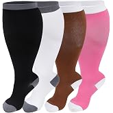4 Pairs Plus Size Compression Socks - 20-30 MmHg Extra Wide Calf Support For Circulation, Swelling, Travel & Sports - View #11