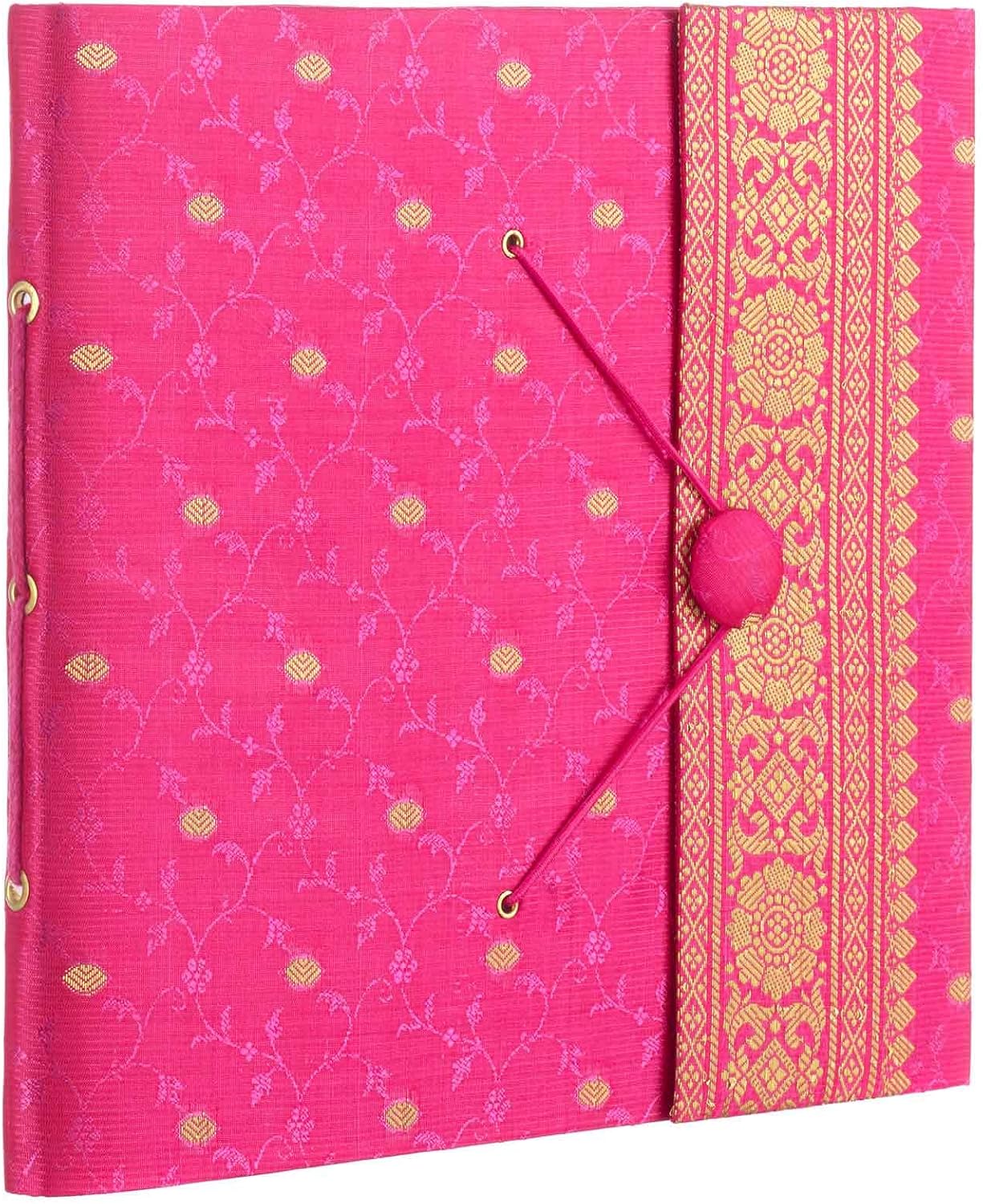 Sari Fabric Cover Photo Album Large, Cerise
