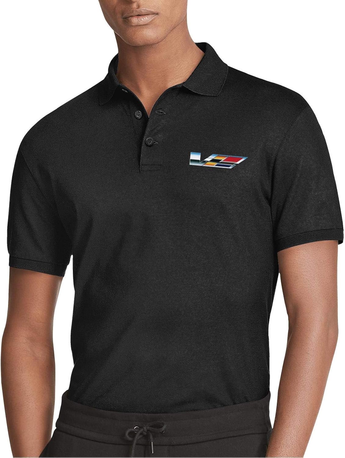 Stylish CadillacVSeriesGolf Polo Shirt for Mens Black Short Sleeve