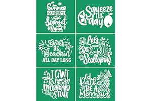 DGAGA Silk Screen Stencils,Sunrise Self Adhesive Silk Screen Stencils Reusable,Mermaid Mesh Stencil for Chalk Paste Beach Screen Printing Stencils for Painting on Wood,Chalkboard,Fabric,Home Decor
