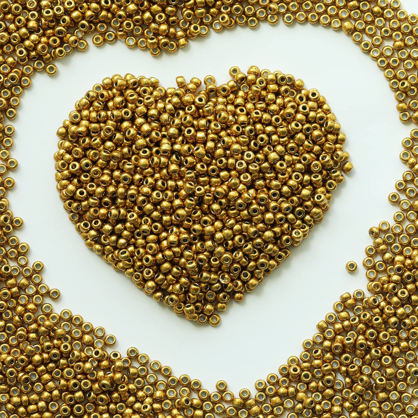 Golden Seed Beads 110 Grams About 4000pcs, 3mm 8/0 Glass Craft Beads for Making Earrings, Bracelets, Pendants, Waist Jewelry,DIY Handmade(Golden)