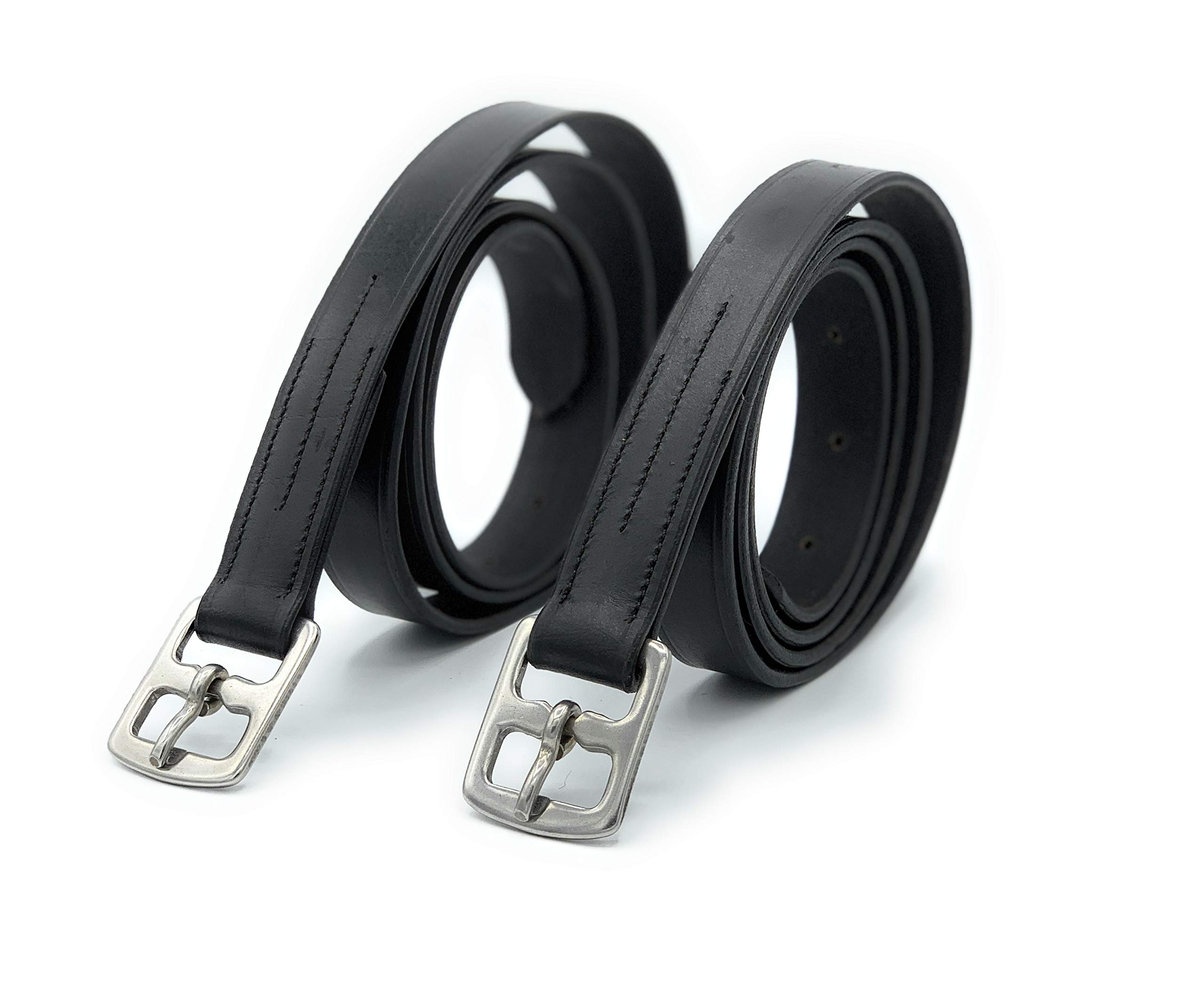 Astile Leather Stirrup Leathers Adults Or Child Black Brown Color Strong Leather With Soft Finish (48-Inch, Black)