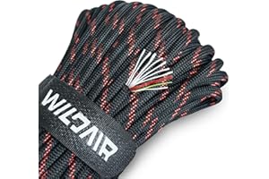 WILDAIR Paracord Survival Paracord Parachute Fire Cord Survival Ropes 4-in-1 U.S. Military Type III with Integrated Fishing Line Fire-Starter Tinder
