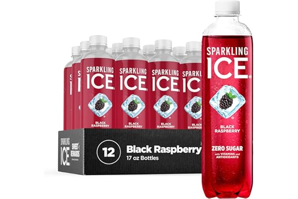 Sparkling Ice, Black Raspberry Sparkling Water, Zero Sugar Flavored Water, with Vitamins and Antioxidants, Low Calorie Beverage, 17 fl oz Bottles (Pack of 12)