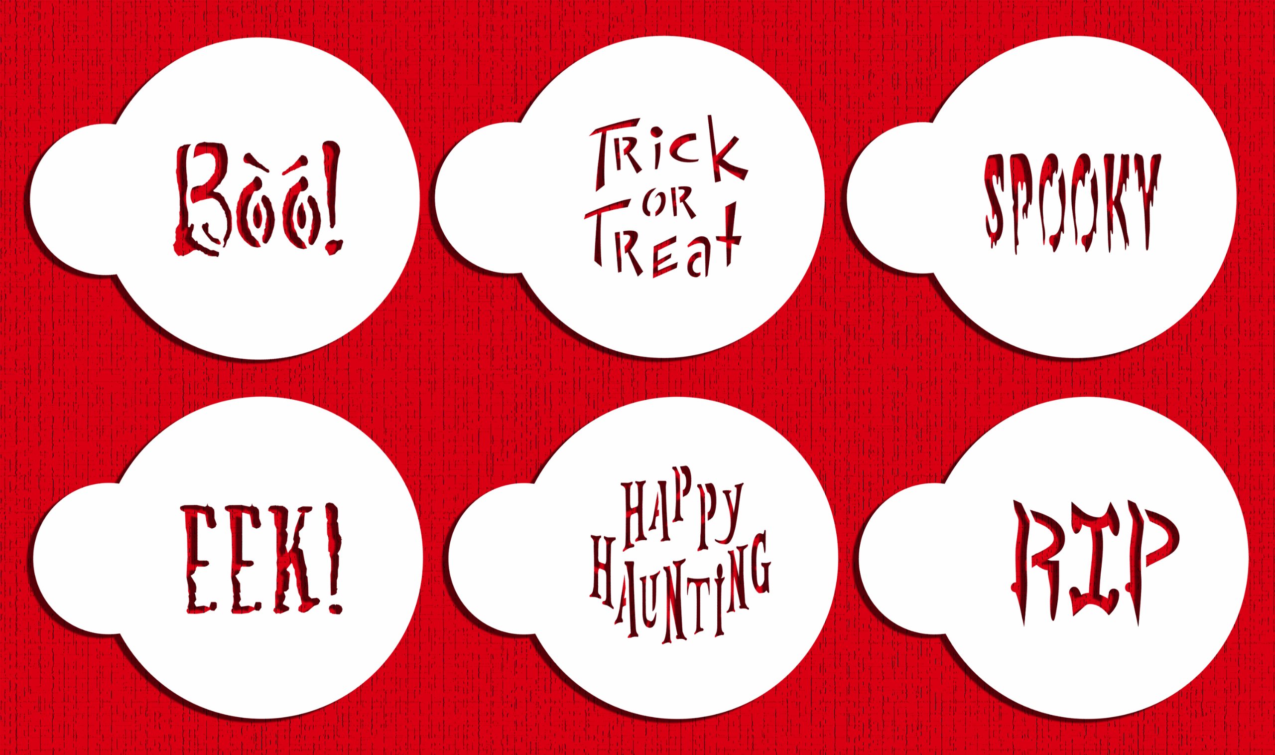 designer stencils C574 Small Halloween Cookie Stencil Sayings, Beige/semi-transparent