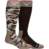 Columbia Men's PHG Camo Wool Crew Socks 2 Pair, Brown, One Size