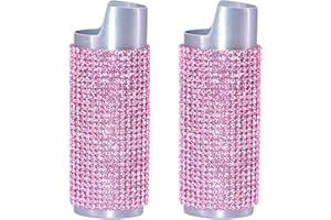 DESIGNS ABLAZE Silver Lighter Cover Sleeve with Pink Rhinestones L37