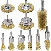 SBGGRL 11 Pcs Wire Brush Drill Attachments-Wire Wheel for Drill Set Carbon Steel Cup &amp; End Brushes with Soft Bristles for Metal Stripping,Rust &amp; Paint Removal,Die Grinder Accessories,1/4" Shank