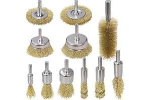 SBGGRL 11 Pcs Wire Brush Drill Attachments-Wire Wheel for Drill Set Carbon Steel Cup & End Brushes with Soft Bristles for Metal Stripping,Rust & Paint Removal,Die Grinder Accessories,1/4" Shank