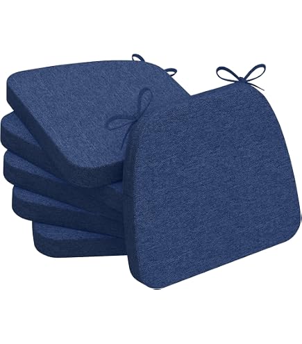 Basic Beyond Chair Cushions Set Of 6 – D-Shaped, 2.5” Thick Seat Pads With Ties For Dining & Kitchen Chairs