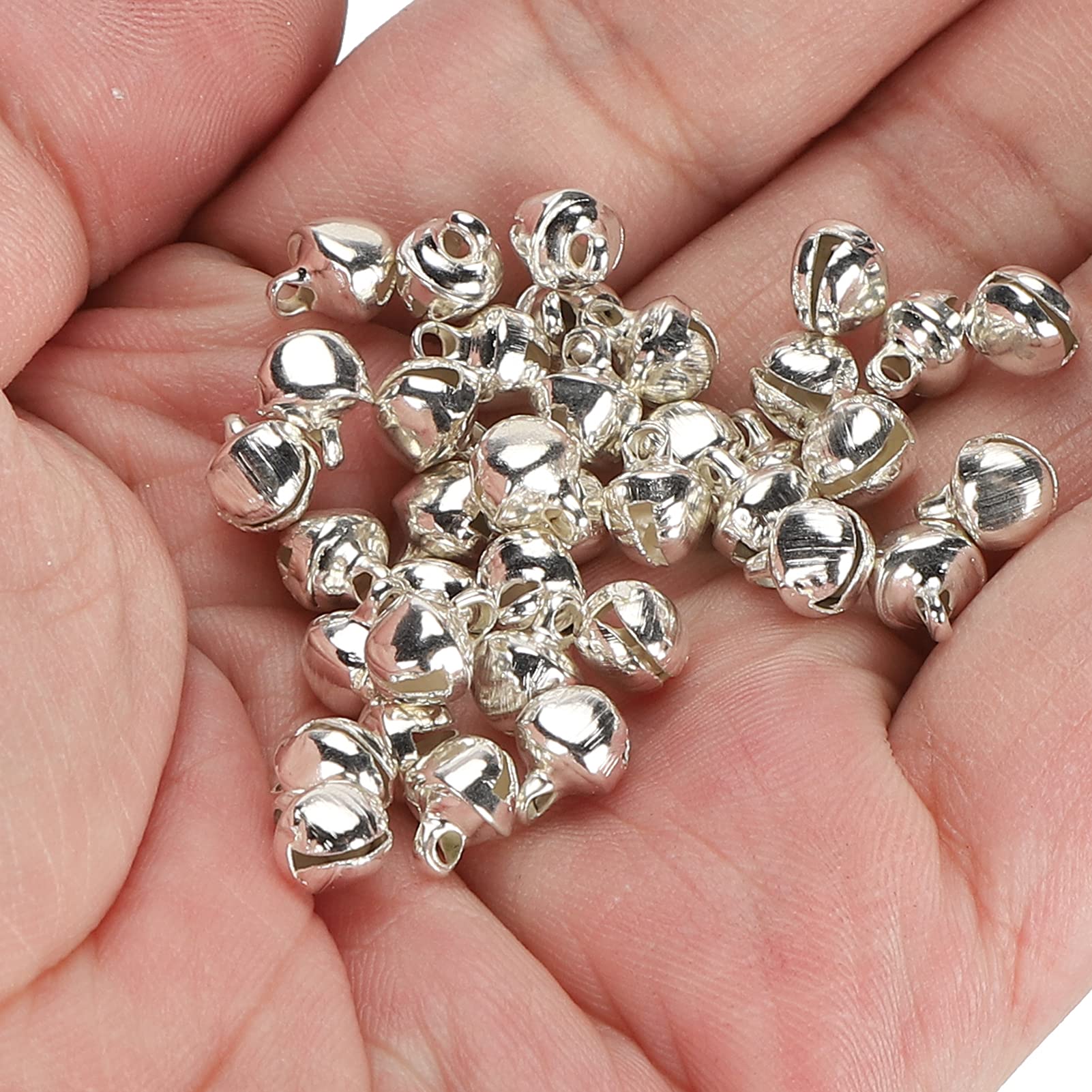 300Pcs DIY Craft Bells, 6mm / 0.2in Small Christmas Bell for DIY Bracelet Anklets Necklace Knitting Jewelry Making Festival Decorations