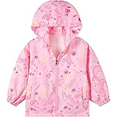 Miipat Toddler Girls Windbreaker Jacket Lightweight Zip Hooded Jacket Kids Outerwear Coat with Side Pockets