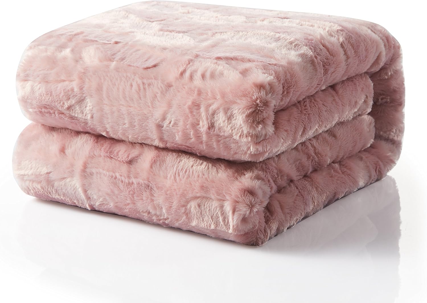Tache 50x60 Faux Fur Blush Light Dusty Rose Gold Pink Super Soft Warm Throw Blanket: Home & Kitchen