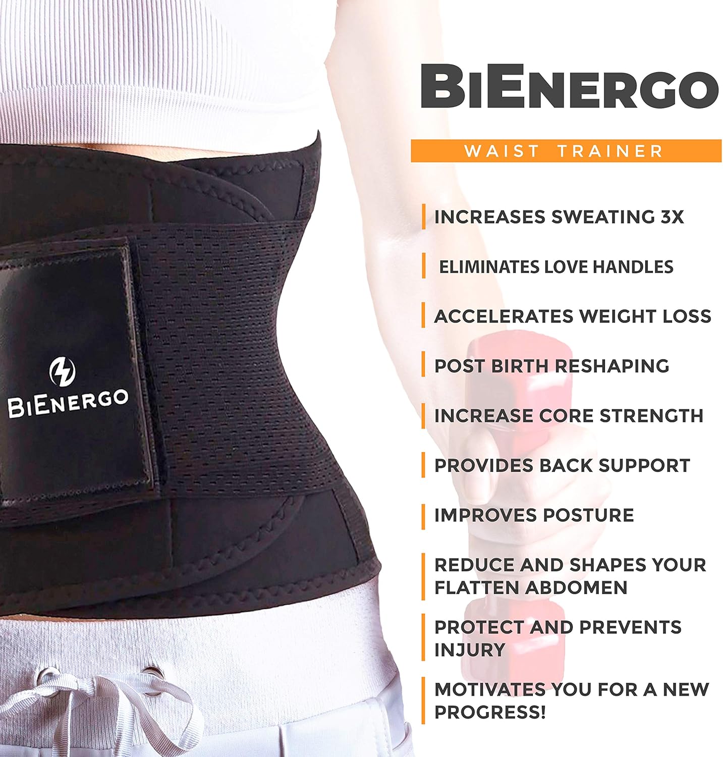 Bienergo Waist Trainer Belt for Women Men Waist Trimmer Weight Loss