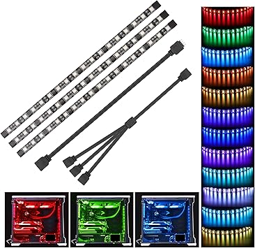 tira de luces led rgb para pc speclux 3 piezas 5050 magnetico para ordenador tiras de luz led para m b con 12v 4pin rgb cabecera compatible con asus