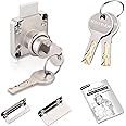 Naissian Cabinet Locks with Keys, Home Desk Lock for Drawer 7/8" Office Furniture Drawer Lock Latch, Pack of 1 Locks with 4 Keys Alike, Nickel
