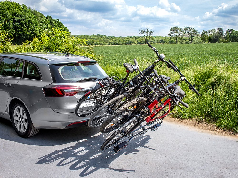 EUFAB 11514 Luke Portabicicletas de enganche para 4 bicicletas Coche y