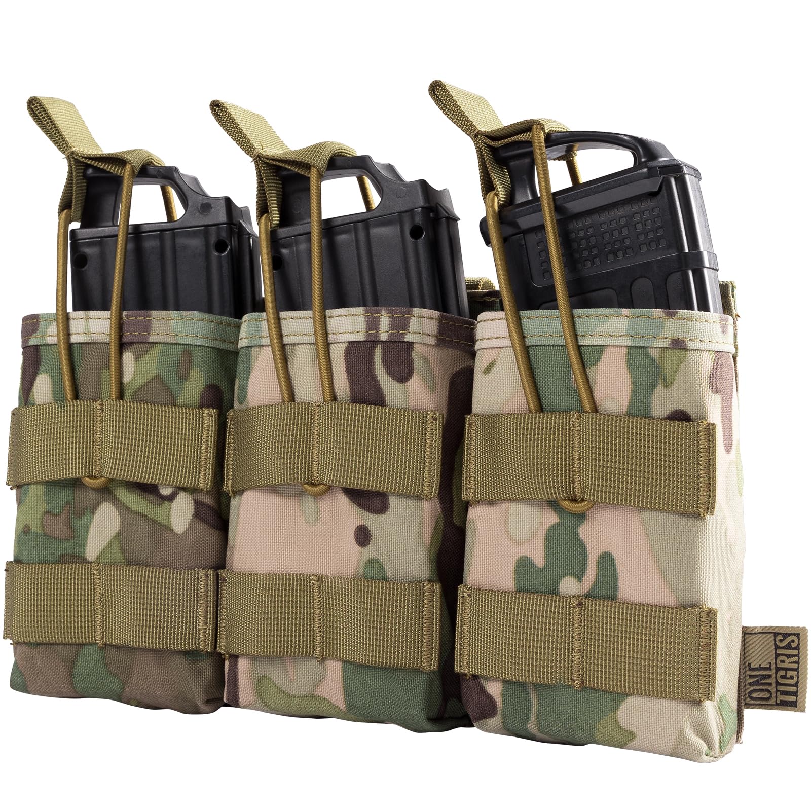 OneTigris MOLLE M4 Mag Pouch – Open-Top Triple Pistol Mag Pouch for M4/ M14/M16/AK47/AK74/G36 Magazines for Airsoft Vest & Tactical Loadouts