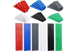 Konohan 300 Pcs Plastic Flat Shims Structural Tile Plastic Shims for Leveling, 3/64, 5/64, 1/8, 5/32, 3/16, 1/4, Green, Black, White, Grey, Blue, Red