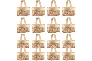 12pcs Mini Woven Baskets with Handle, Rustic Cute Flower Basket for Wedding Easter Party Favors, Crafts, Micro Landscaping, S