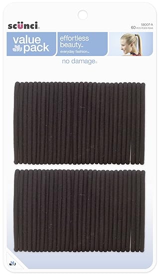 Amazon Com Scunci 58007 Black No Damage Hair Elastics 60 Count