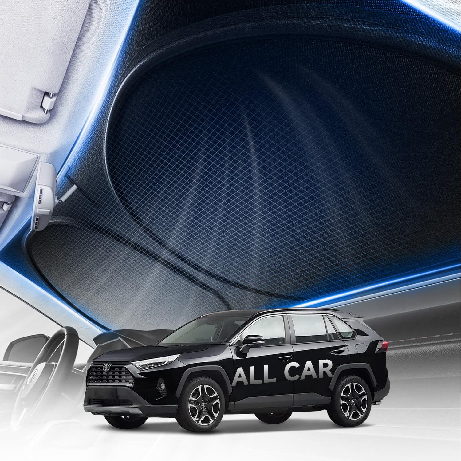 Photo 1 of [2025 Upgrade] Doogoocoo Windshield Sun Shade, [100% Sun Block & Ice-Crystal Cooling] Protect Interior & Keep Car Cooler, Portable Foldable Car Sunshade Front Windshield (64x32 Inches)