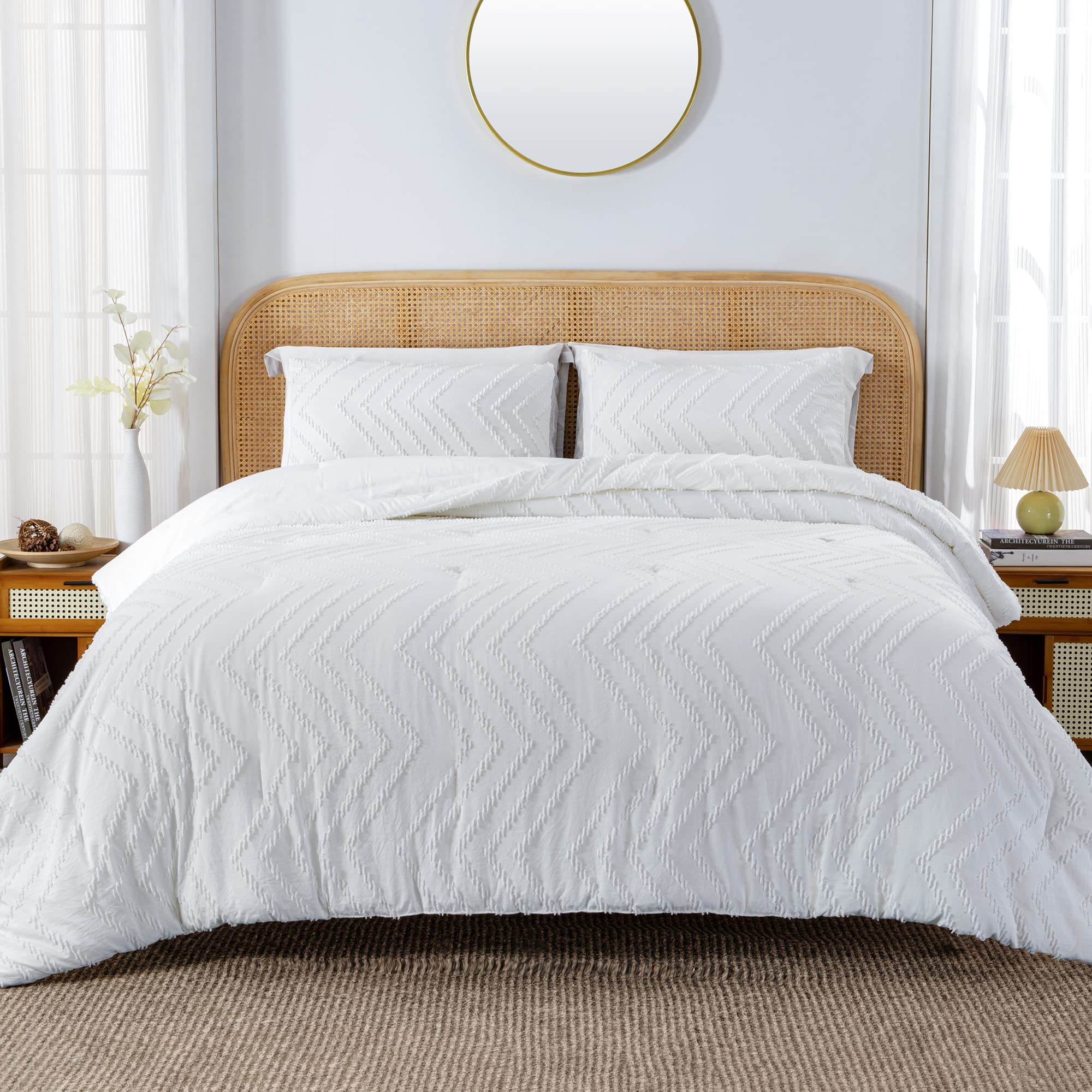 Litanika California King Size Comforter Set with Sheets White - 7 ...