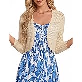 GRACE KARIN Womens 2026 Bolero Shrug 3/4 Sleeve Crochet Cropped Cardigan Open Front Knit Shrugs for Dresses