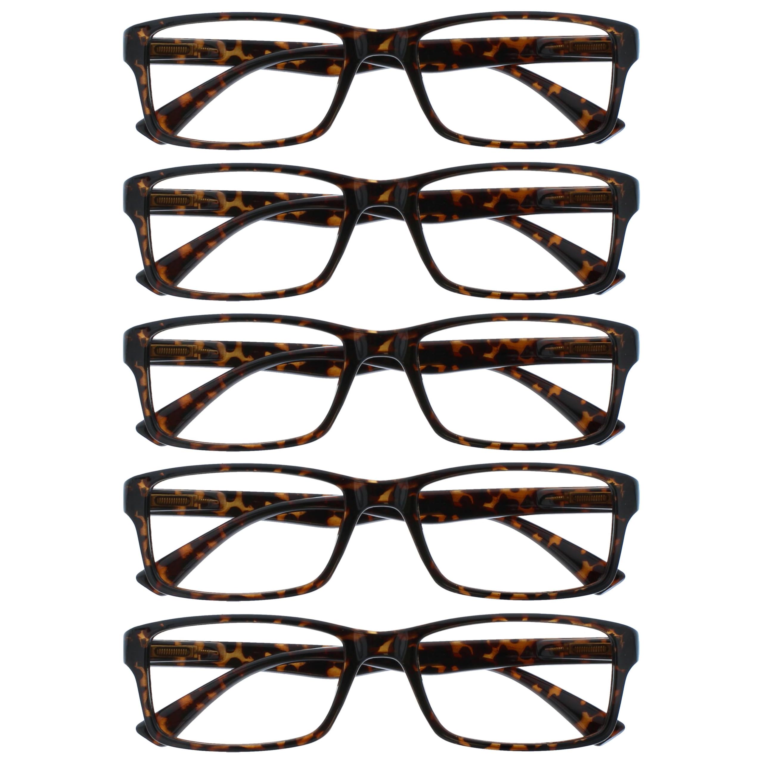 OPULIZE PEP Reading Glasses for Women Men, Large Rectangular Designer Frame with Spring Hinges, Scratch Resistant, Brown +1 (Pack of 5) — image 1
