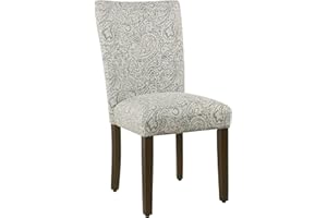HomePop Parsons Classic Upholstered Accent Dining Chair, Set of 2, Gray and Cream